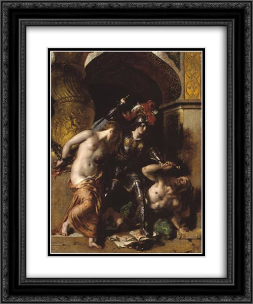 Britomart Redeems Fair Amoret 20x24 Black Ornate Wood Framed Art Print Poster with Double Matting by Etty, William