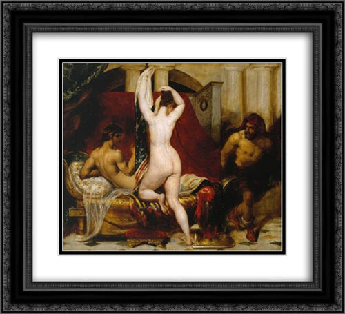 Candaules, King of Lydia, Shews his Wife by Stealth to Gyges, One of his Ministers, as She Goes to Bed 22x20 Black Ornate Wood Framed Art Print Poster with Double Matting by Etty, William