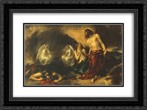 Christ Appearing to Mary Magdalene after the Resurrection 24x18 Black Ornate Wood Framed Art Print Poster with Double Matting by Etty, William