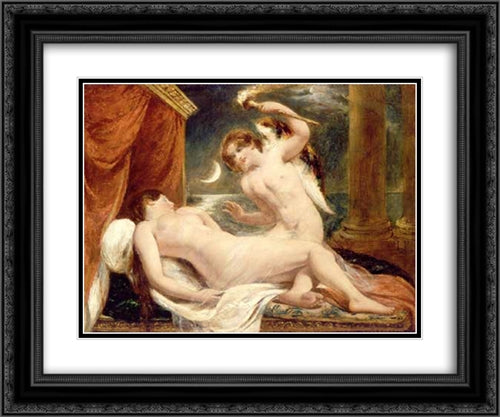 Cupid and Psyche 24x20 Black Ornate Wood Framed Art Print Poster with Double Matting by Etty, William