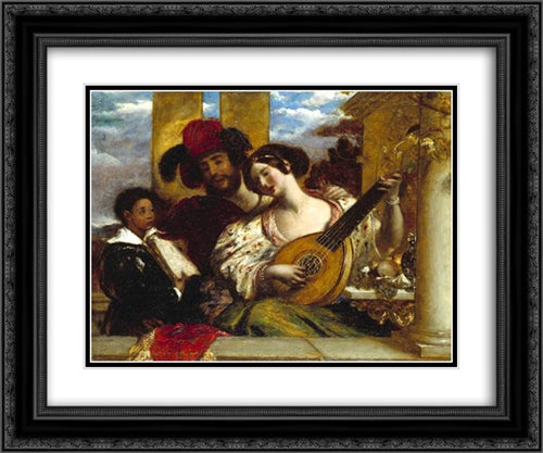 Il Duetto 24x20 Black Ornate Wood Framed Art Print Poster with Double Matting by Etty, William