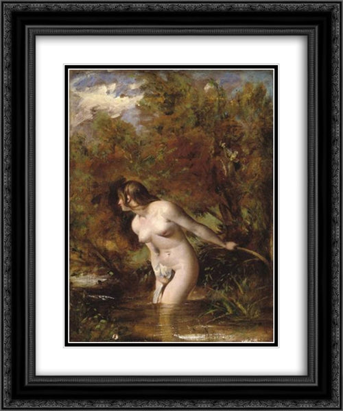 Musidora (The Bather) 20x24 Black Ornate Wood Framed Art Print Poster with Double Matting by Etty, William