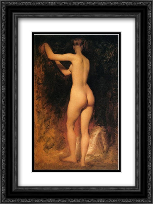 Nude Study 18x24 Black Ornate Wood Framed Art Print Poster with Double Matting by Etty, William