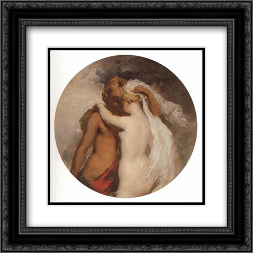 Nymph and Satyr 20x20 Black Ornate Wood Framed Art Print Poster with Double Matting by Etty, William