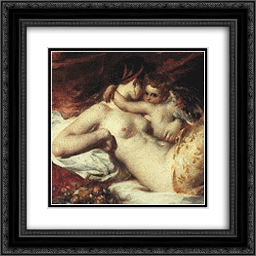 Venus and Cupid 20x20 Black Ornate Wood Framed Art Print Poster with Double Matting by Etty, William