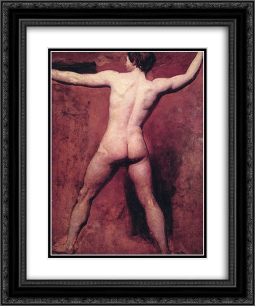 Academic Male Nude 20x24 Black Ornate Wood Framed Art Print Poster with Double Matting by Etty, William