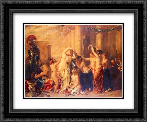 Venus And Her satellites 24x20 Black Ornate Wood Framed Art Print Poster with Double Matting by Etty, William