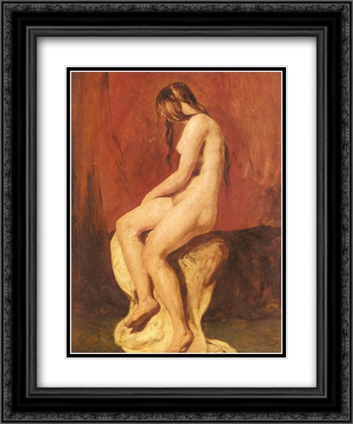 Study of a Female Nude 20x24 Black Ornate Wood Framed Art Print Poster with Double Matting by Etty, William