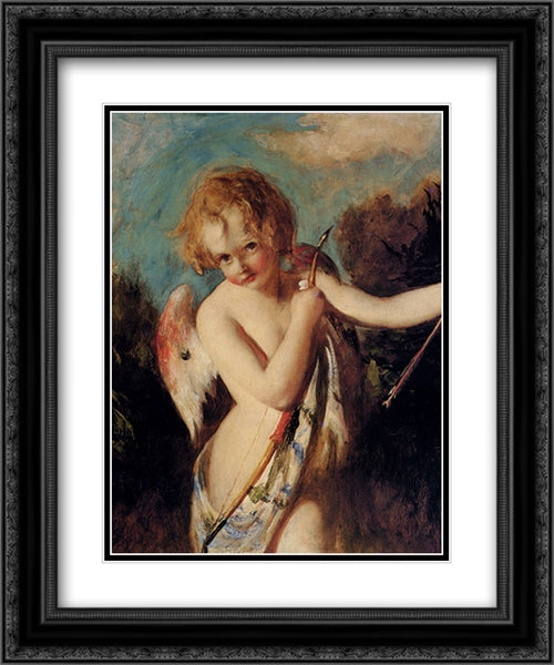 Cupid 20x24 Black Ornate Wood Framed Art Print Poster with Double Matting by Etty, William