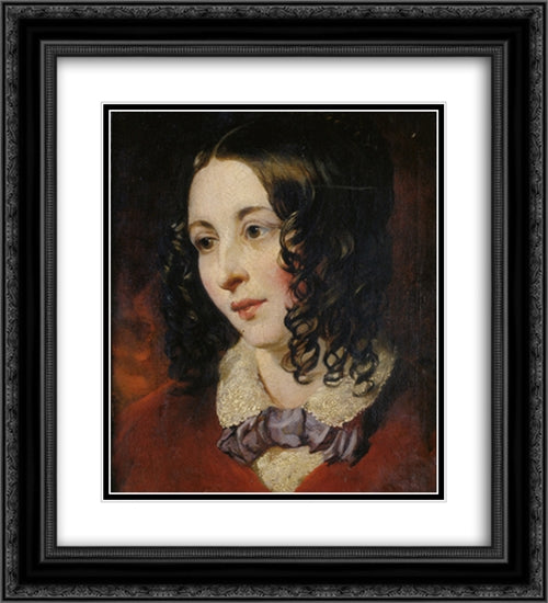 Portrait of Miss Eliza Cook 20x22 Black Ornate Wood Framed Art Print Poster with Double Matting by Etty, William