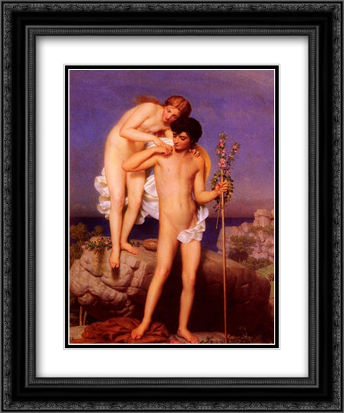 Daphnis and Chloe Returning from the Mountain 20x24 Black Ornate Wood Framed Art Print Poster with Double Matting by Gleyre, Charles