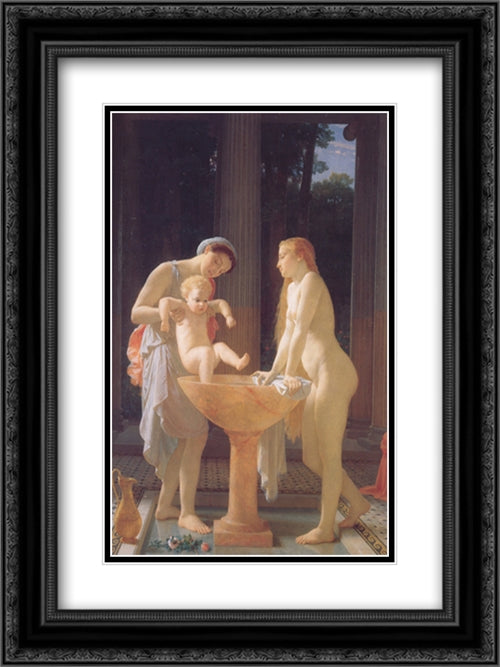 The Bath 18x24 Black Ornate Wood Framed Art Print Poster with Double Matting by Gleyre, Charles