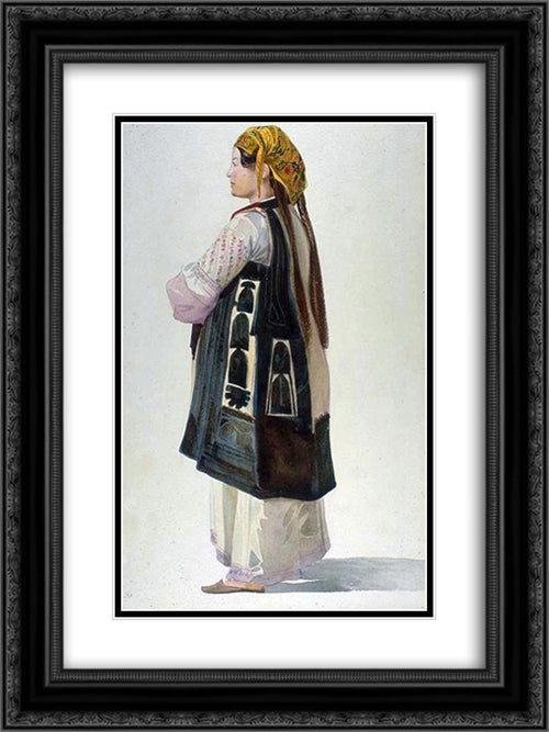 Albanian Peasant, Athens 18x24 Black Ornate Wood Framed Art Print Poster with Double Matting by Gleyre, Charles