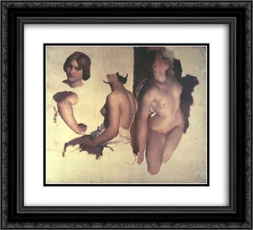 Dance of the Bacchantes (Study) 22x20 Black Ornate Wood Framed Art Print Poster with Double Matting by Gleyre, Charles