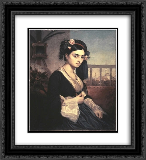 Oriental Lady 20x22 Black Ornate Wood Framed Art Print Poster with Double Matting by Gleyre, Charles