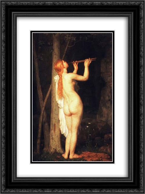 A Bacchante 18x24 Black Ornate Wood Framed Art Print Poster with Double Matting by Gleyre, Charles