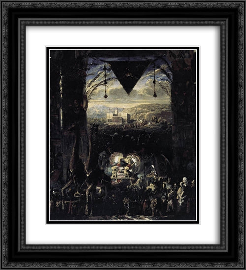 The Queen of Sheba 20x22 Black Ornate Wood Framed Art Print Poster with Double Matting by Gleyre, Charles