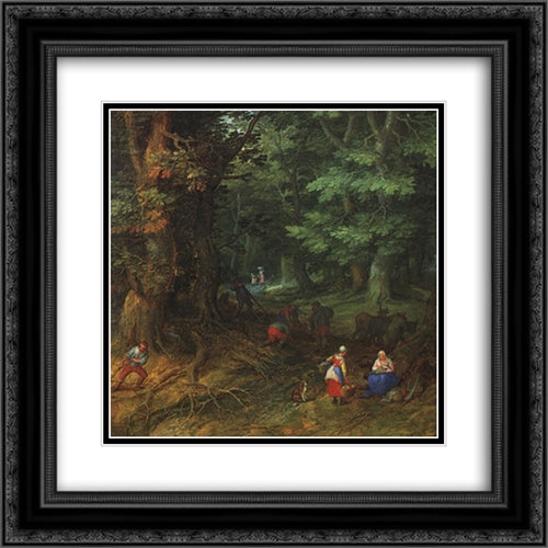 Rest on the Flight to Egypt [detail: 1] 20x20 Black Ornate Wood Framed Art Print Poster with Double Matting by Brueghel, Jan the Elder