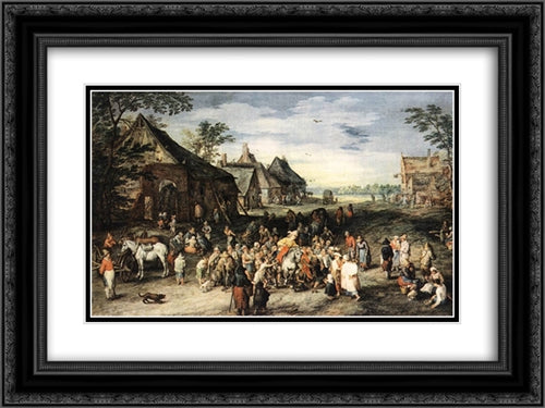 St Martin 24x18 Black Ornate Wood Framed Art Print Poster with Double Matting by Brueghel, Jan the Elder