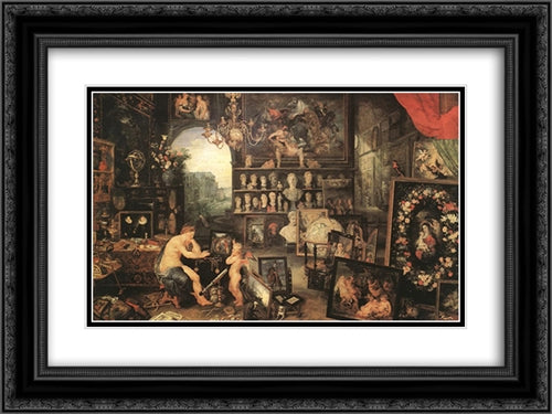 The Sense of Sight 24x18 Black Ornate Wood Framed Art Print Poster with Double Matting by Brueghel, Jan the Elder
