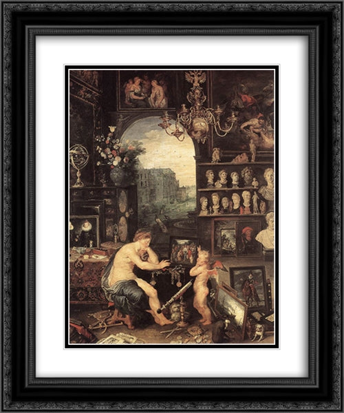 The Sense of Sight [detail: 1] 20x24 Black Ornate Wood Framed Art Print Poster with Double Matting by Brueghel, Jan the Elder