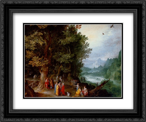 Saint John Preaching In The Wilderness 24x20 Black Ornate Wood Framed Art Print Poster with Double Matting by Brueghel, Jan the Elder