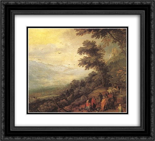 Gathering of Gypsies in the Wood 22x20 Black Ornate Wood Framed Art Print Poster with Double Matting by Brueghel, Jan the Elder