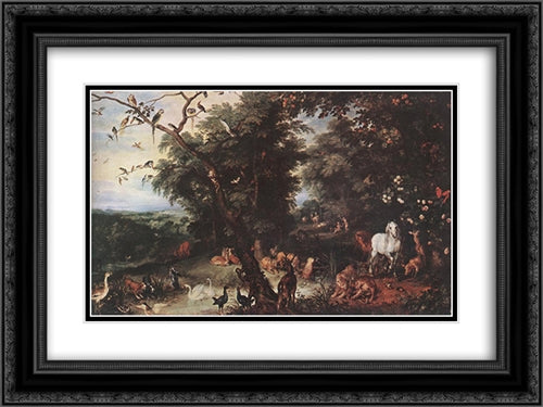 The Original Sin 24x18 Black Ornate Wood Framed Art Print Poster with Double Matting by Brueghel, Jan the Elder