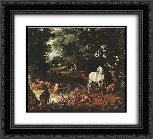 The Original Sin [detail: 1] 22x20 Black Ornate Wood Framed Art Print Poster with Double Matting by Brueghel, Jan the Elder