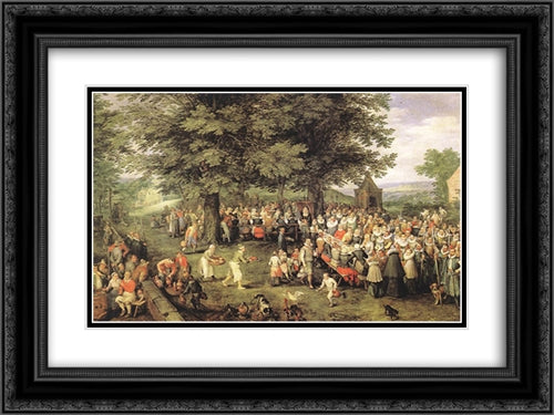 Wedding Banquet 24x18 Black Ornate Wood Framed Art Print Poster with Double Matting by Brueghel, Jan the Elder