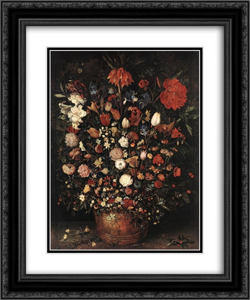 The Great Bouquet 20x24 Black Ornate Wood Framed Art Print Poster with Double Matting by Brueghel, Jan the Elder