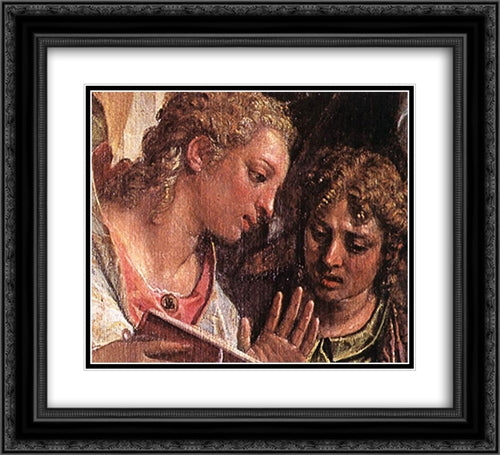 The Marriage of St Catherine [detail: 1] 22x20 Black Ornate Wood Framed Art Print Poster with Double Matting by Veronese, Paolo