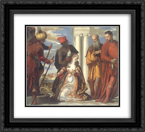 The Martyrdom of St. Justine 22x20 Black Ornate Wood Framed Art Print Poster with Double Matting by Veronese, Paolo