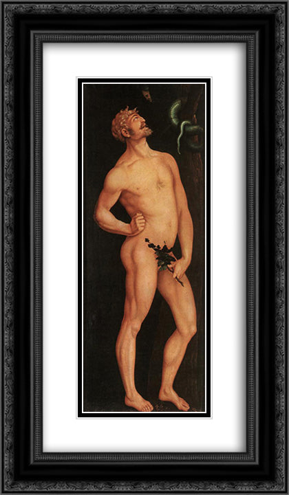 Adam 14x24 Black Ornate Wood Framed Art Print Poster with Double Matting by Baldung, Hans