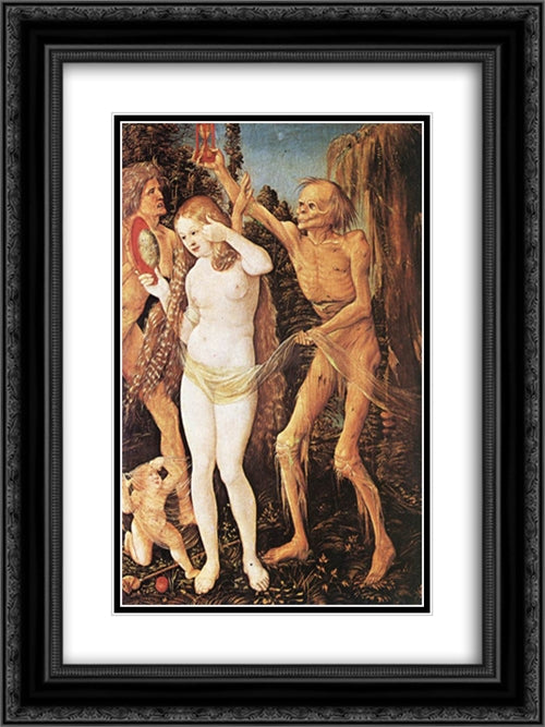 Three Ages of the Woman and the Death 18x24 Black Ornate Wood Framed Art Print Poster with Double Matting by Baldung, Hans