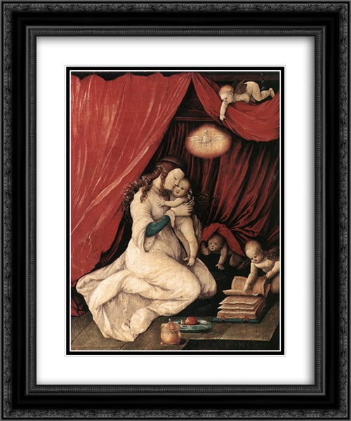 Virgin and Child in a Room 20x24 Black Ornate Wood Framed Art Print Poster with Double Matting by Baldung, Hans