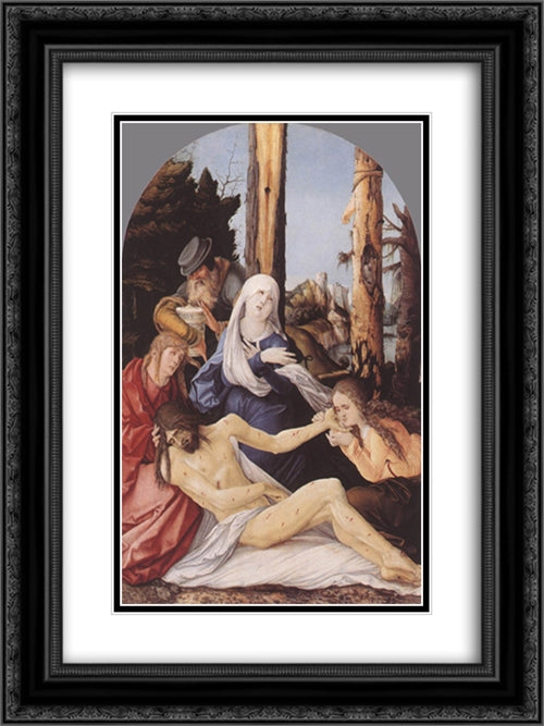 The Lamentation of Christ 18x24 Black Ornate Wood Framed Art Print Poster with Double Matting by Baldung, Hans
