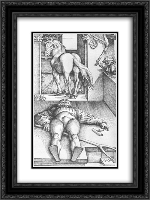The Groom Bewitched 18x24 Black Ornate Wood Framed Art Print Poster with Double Matting by Baldung, Hans
