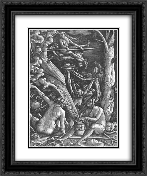 Witches Sabbath 20x24 Black Ornate Wood Framed Art Print Poster with Double Matting by Baldung, Hans