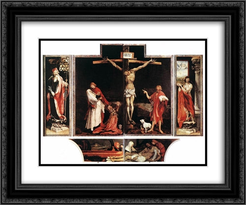 Isenheim Altarpiece (first view) 24x20 Black Ornate Wood Framed Art Print Poster with Double Matting by Grunewald, Matthias