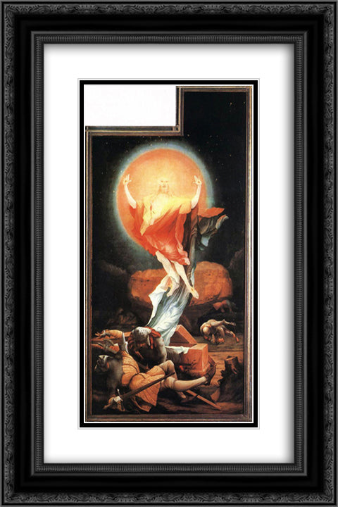 The Resurrection 16x24 Black Ornate Wood Framed Art Print Poster with Double Matting by Grunewald, Matthias