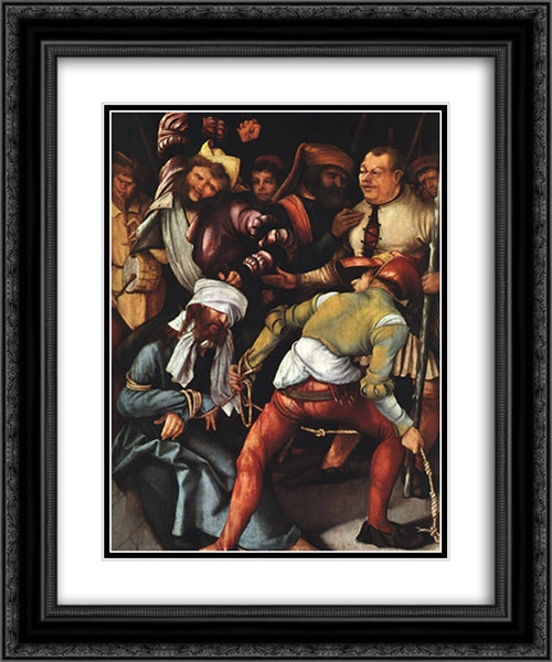 The mocking of Christ 20x24 Black Ornate Wood Framed Art Print Poster with Double Matting by Grunewald, Matthias