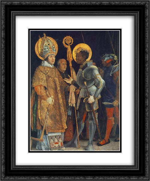 Meeting of St. Erasmus and St. Maurice 20x24 Black Ornate Wood Framed Art Print Poster with Double Matting by Grunewald, Matthias