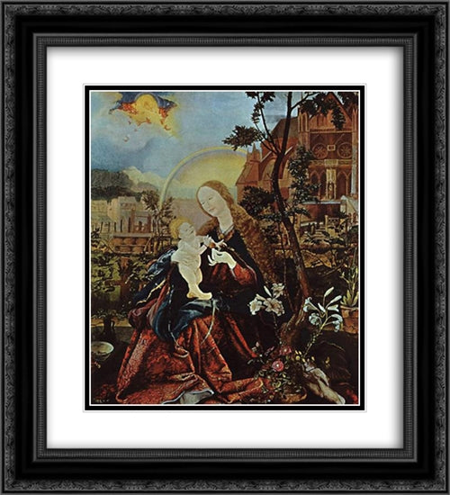 Stuppach Madonna 20x22 Black Ornate Wood Framed Art Print Poster with Double Matting by Grunewald, Matthias