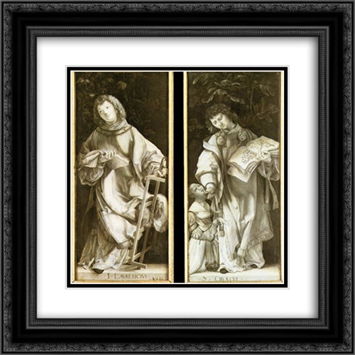 St Lawrence and St Cyricus 20x20 Black Ornate Wood Framed Art Print Poster with Double Matting by Grunewald, Matthias