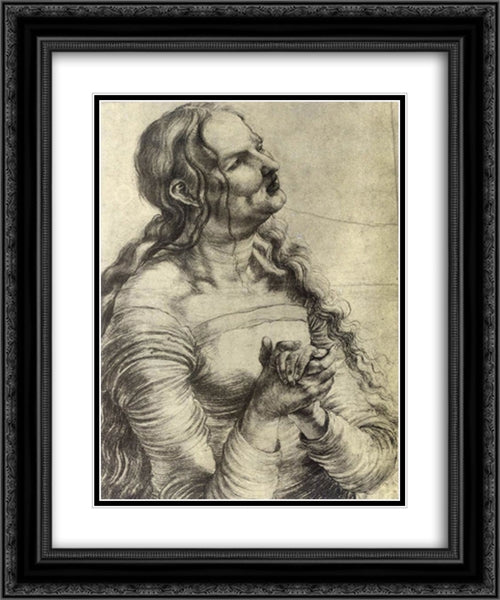 Weeping Woman 20x24 Black Ornate Wood Framed Art Print Poster with Double Matting by Grunewald, Matthias