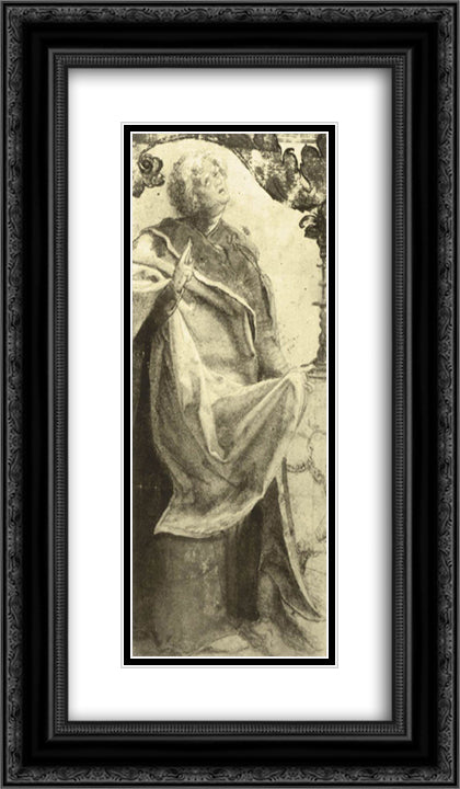 Study of an Apostle 14x24 Black Ornate Wood Framed Art Print Poster with Double Matting by Grunewald, Matthias