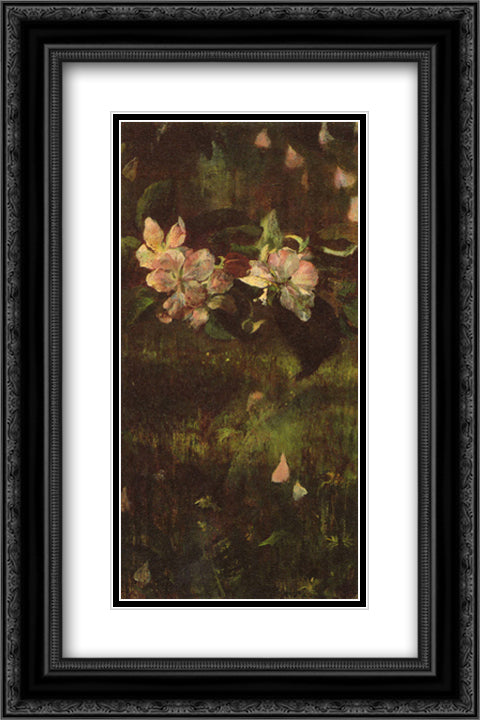 Apple Blossoms 16x24 Black Ornate Wood Framed Art Print Poster with Double Matting by LaFarge, John