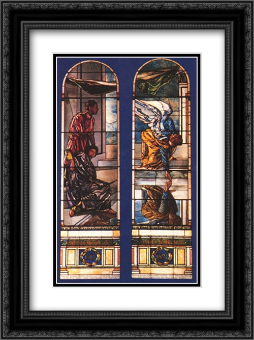 Angel at the Healing Waters of Bethesda 18x24 Black Ornate Wood Framed Art Print Poster with Double Matting by LaFarge, John