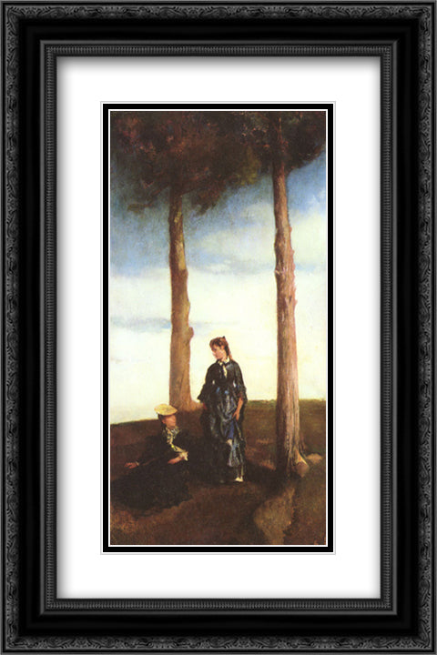 Hilltop 16x24 Black Ornate Wood Framed Art Print Poster with Double Matting by LaFarge, John